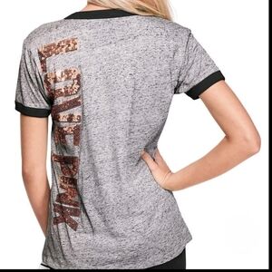 2010s Victoria's Secret Pink Bling Ringer Crew Tee Mcbling Size‎ XS